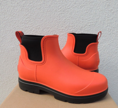UGG DROPLET ORANGE WATERPROOF RUBBER WOOL RAIN BOOTS, WOMEN US 6/ EUR 37 ~NIB