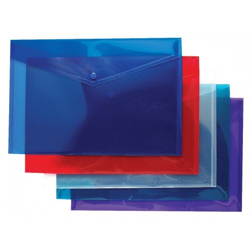 A5 POPPER WALLETS Plastic Document Folders ENVELOPE Stud ASSORTED ...