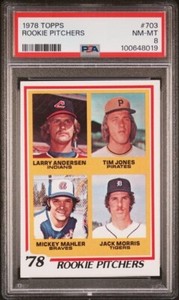 JACK MORRIS 1978 TOPPS BASEBALL ROOKIE PITCHERS CARD #703 PSA 8 NM-MT HOF RC /.