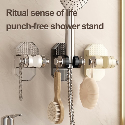 Adjustable Height Shower Head Holder for Wall Mount Suction Cup Design