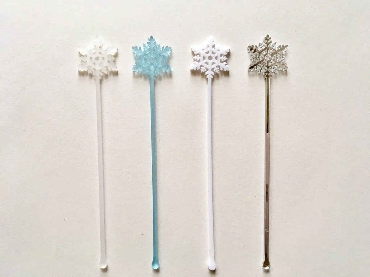 Laser Acrylic Snowflakes Drink Stirrers Winter Stir Sticks Christmas  decorations