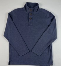 Eddie Bauer Men's Medium 1/4 Button Pullover Sweater Medium Blue High Neck