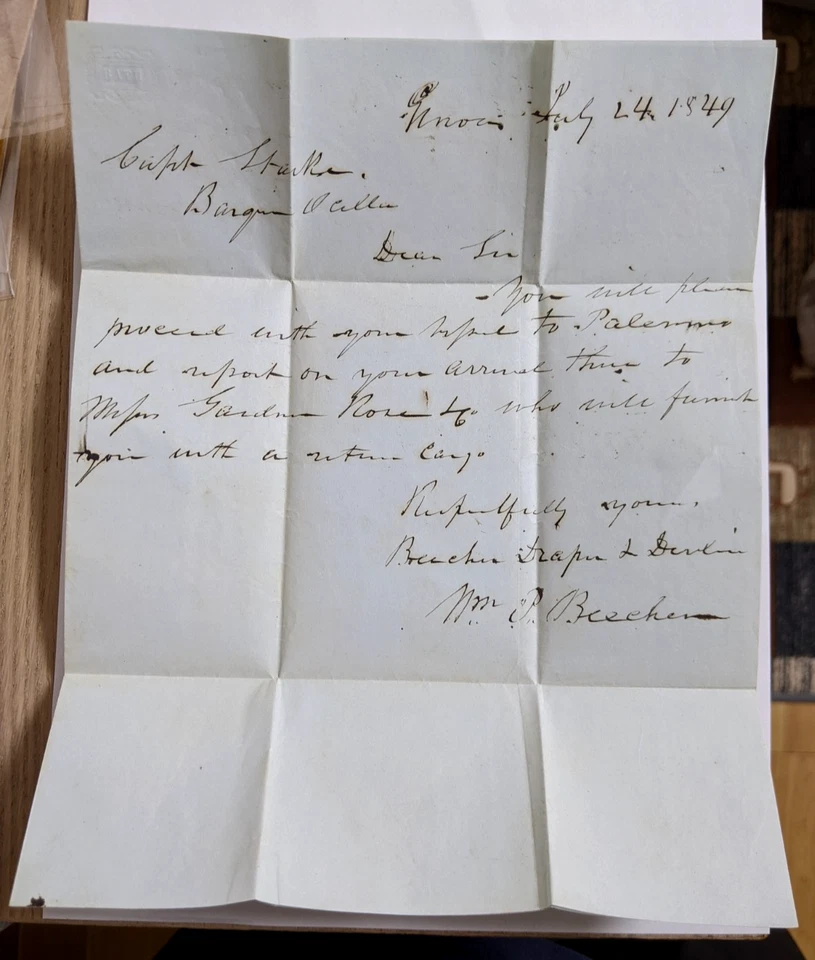 Grants Balfour & Co., Genoa--Capt. Stark, Barque "Ocilla," Genoa, Sardinia/'49 - Image 3 of 3