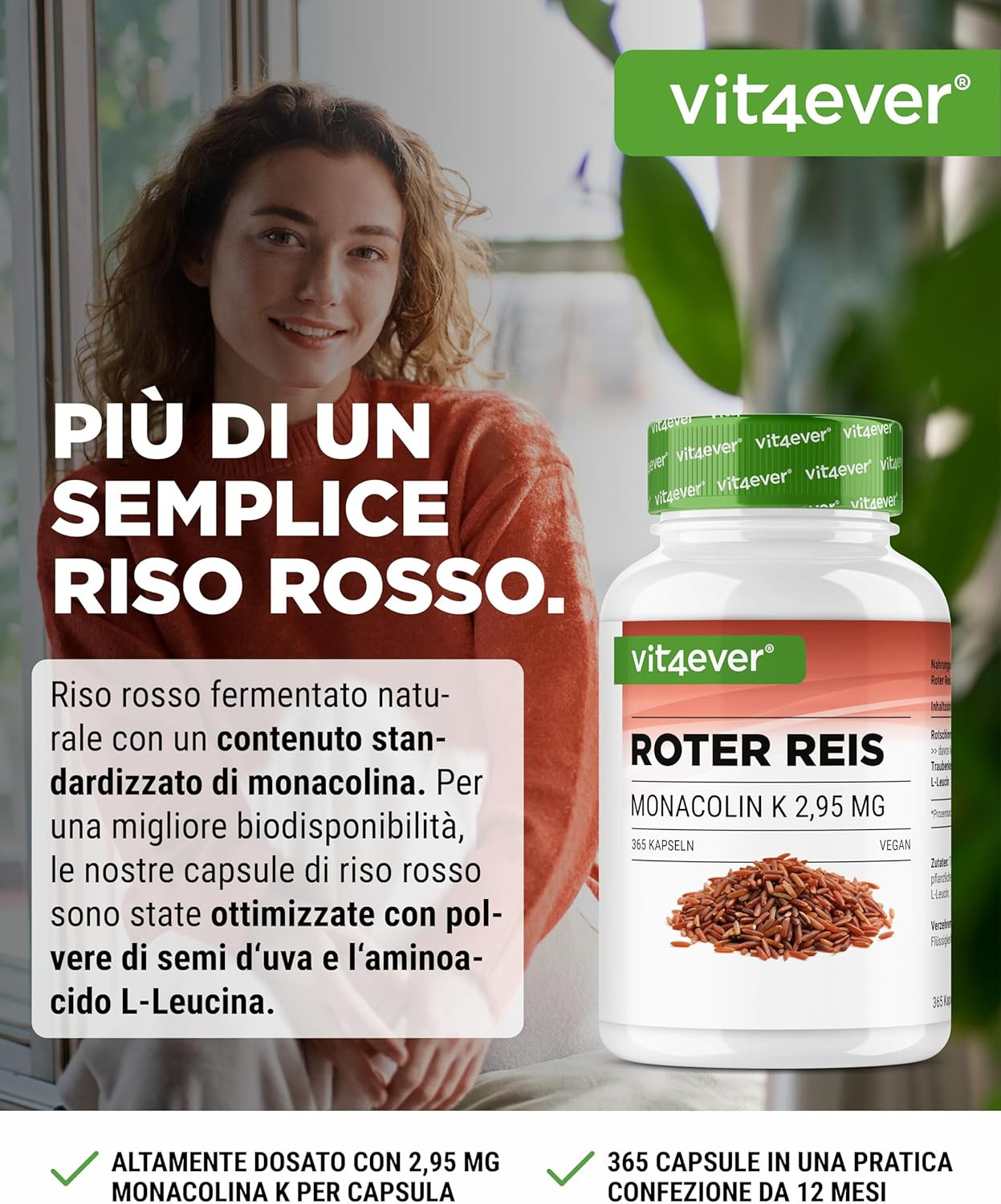 Integratore Riso Rosso Fermentato 365 Capsule - Controllo Colesterolo - 2
