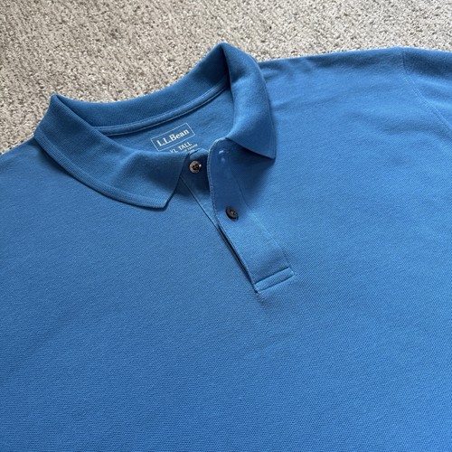LL Bean Polo Shirt XL Tall Blue Traditional Fit Short Sleeve Heavy XLT