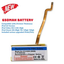 NEW iPod Classic 6th 7th Gen 80GB 120GB 160GB Thin Replacement Battery 650mAh