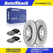 Front Drilled Slotted Brake Rotors Ceramic Pads for 2019-2025 Volkswagen Jetta
