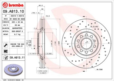 Dischi Freno Anteriore Brembo 09.A913.11 - Set Di 2, Verniciatura UV, Diametro 258mm - Foto 3