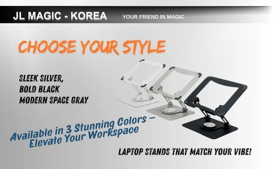 i1 Laptop Stand Silver Adjustable Foldable Riser w/ 360° Rotating Base 10-19” - Image 4 of 4