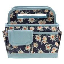 Multipurpose Fabric Tote Bag Storage Caddy with Multiple Pockets in Blue Floral