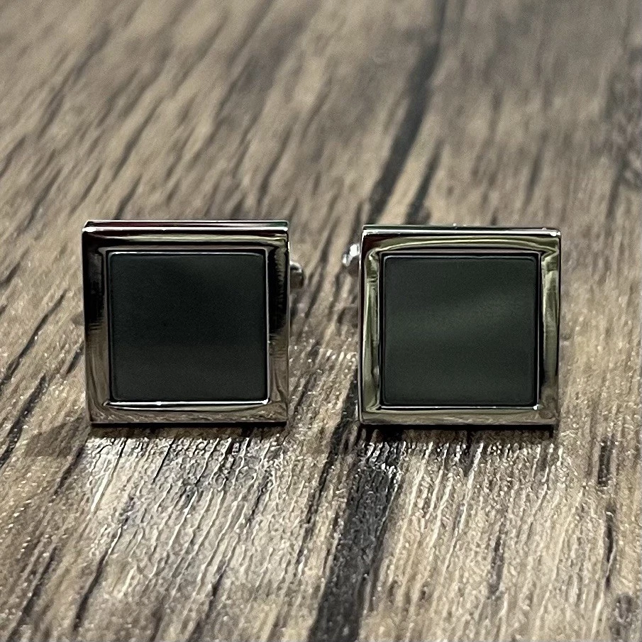 Gemelos cuadrados de piedra hematita para hombre cumpleaños día del padre regalo con caja Foto 3 de 4