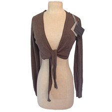 💙 Damen Wickel Bolero Braun Feinstrick Cropped G119G -L/XL- passt 36,38,40,S,M