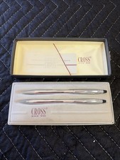 Vintage Cross Century 3501 Chrome Silver Pen  Pencil Set In Original Box