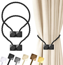 Magnetic Curtain Tiebacks Black 2pcs, Curtain Tiebacks Buckles Holdbacks Holders