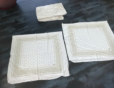 Sommer Bettwäsche Irisette - Bettbezug 155x200 & 2x Kissenbezug Baumwolle creme