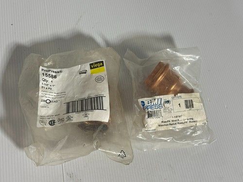Lot of 2 1-12 x 1 Copper Press Reducer Couplings Viega 15588 & BMI Press