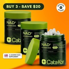 3x Cata-Kor NAD+ Advanced - NAD Supplement with Resveratrol - 180 Capsules--