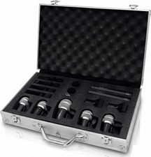 7 Piece Drum Mic Kit Dynamic Wired Pyle Case