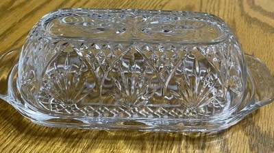 Cristal D Arques Durand Antique Clear Collection Glass Covered Butter Dish VTG