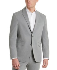 Kenneth Cole Mens Slim fit Suit Jacket Blazer 42 L Light Grey Solid Stretch
