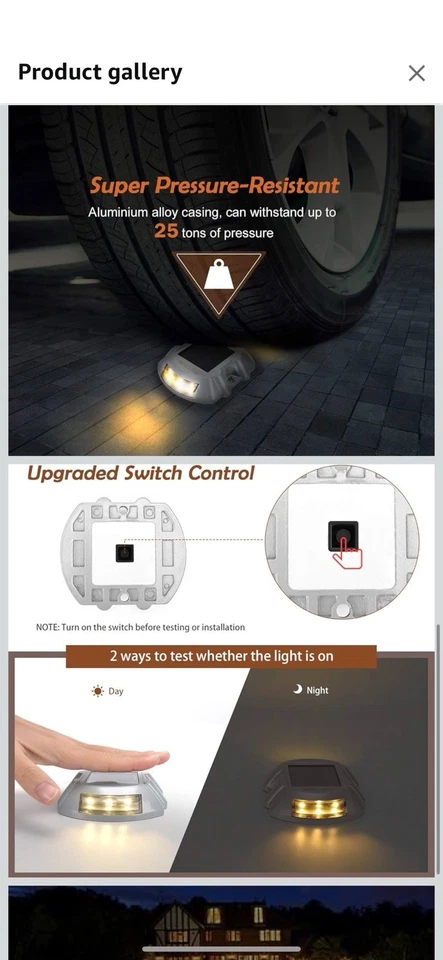 12件装防水太阳能甲板灯-LED铝制底座照明适用于车道 — 第 3/4 张图片