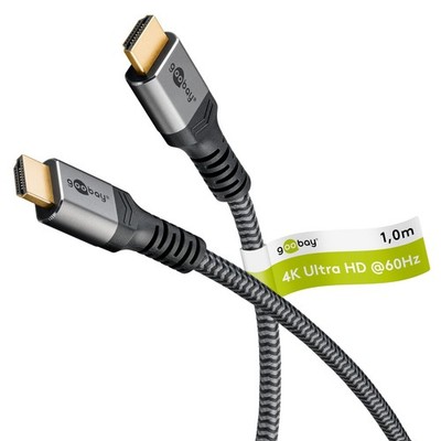 goobay HDMI 2.0 Kabel 1,0 m grau, schwarz NEW
