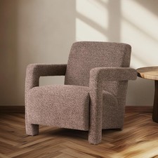 Kansas Armchair Taupe Textured Fabric Seat with a Fully Upholstered Accent Frame
