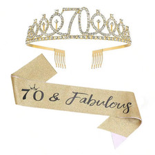 Fabulous Sash and Tiara Birthday Crown, Happy Birthday Gifts for Queen Woman Bi