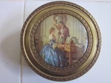 Vintage P.N.C.W. Made in USA cast metal mirrored powder/trinket box sculptured