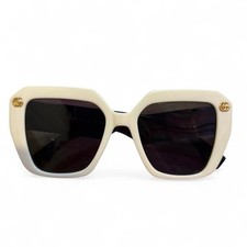 Gucci GG8996 Oversized Square Sunglasses Cream Frame Web Stripe Gold GG Italy