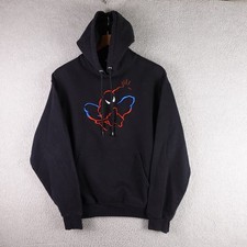 Vintage Universal Studios Marvel Spider-Man Embroidered Hoodie Black Mens Medium