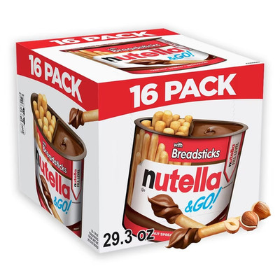 Nutella & GO Hazelnut Cocoa Spread with Breadsticks 1.8 oz 16 Pack Snack Cups