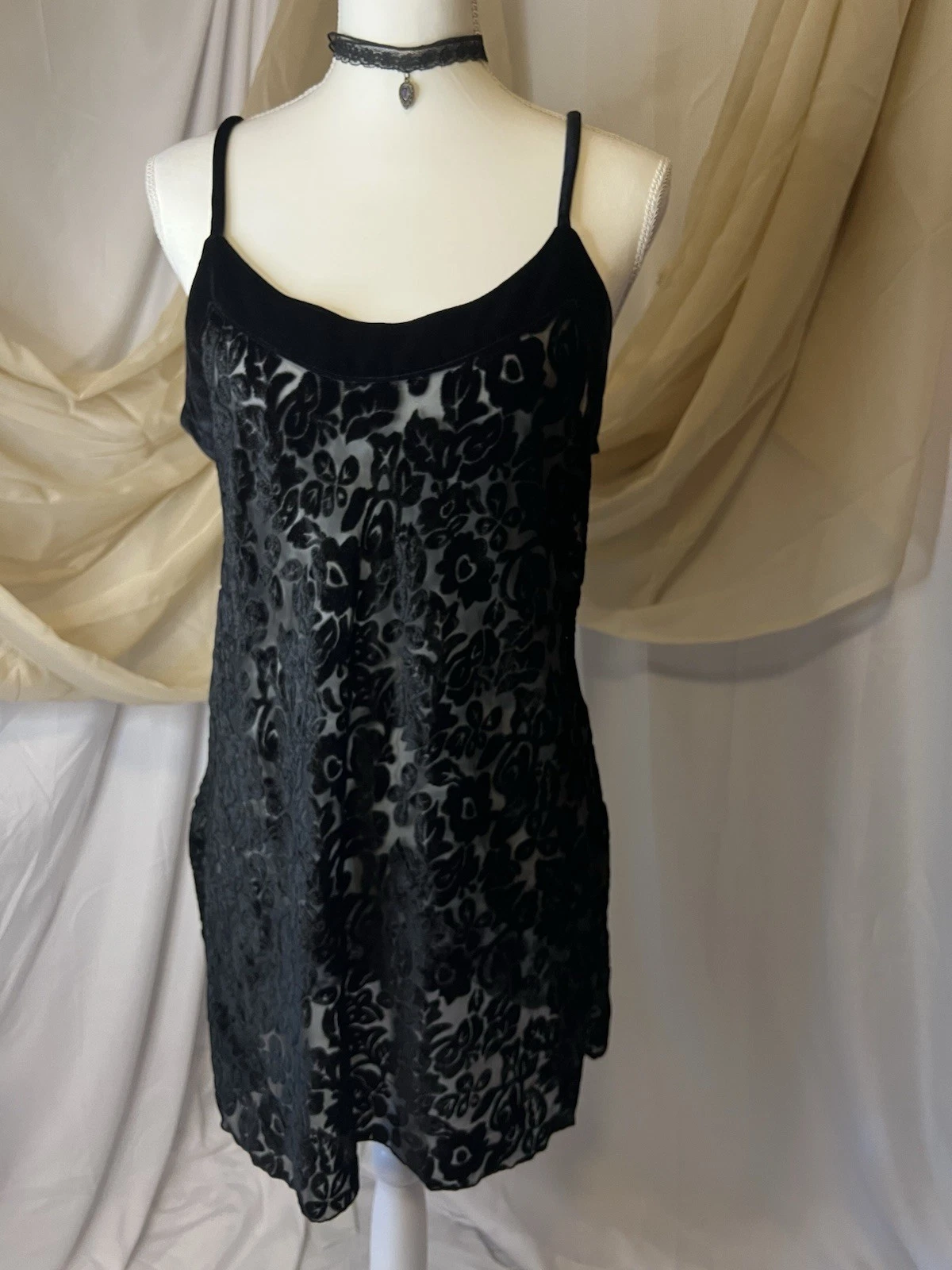 UNDERCOVER Abito vintage anni 90 Victoria's Secret etichetta oro floreale burnout velluto slip gotico taglia M