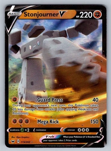 Stonjourner V 115/202 Sword & Shield Base Set Ultra Rare Holo