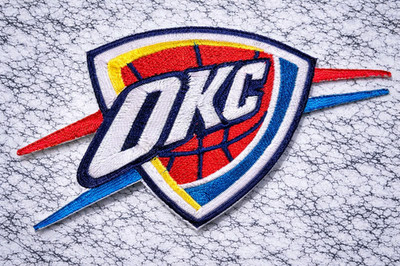 OKC THUNDER LOGO NBA EMBROIDERED IRON ON PATCH 3.75''X 2.25'' FREE SHIP & TRACKING