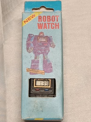 Vintage 1980s Quartz LCD Robot Watch NIB Tested And Working!