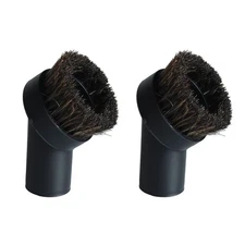 2x Black Round 1.25" Vacuum Cleaner Attachment 25mm Horse Hair Dusting Brush