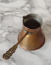 Vintage Turkish Copper Coffee Pot with Cast Brass Handle