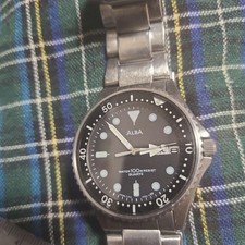 Seiko Alba Diver Y143-6021 100M Vintage Rotating Bezel Screwback Wrist 17.5cm