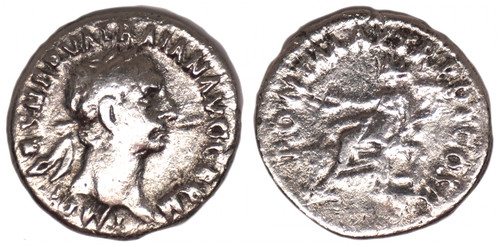 Authentic Ancient Roman Silver Denarius Trajan - Concordia (98-99 AD)