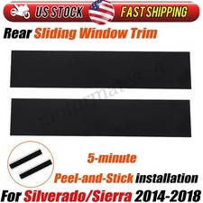 Gloss Black Rear Sliding Window Trim For 2014-2019 Gm Silveradosierra 2500 3500