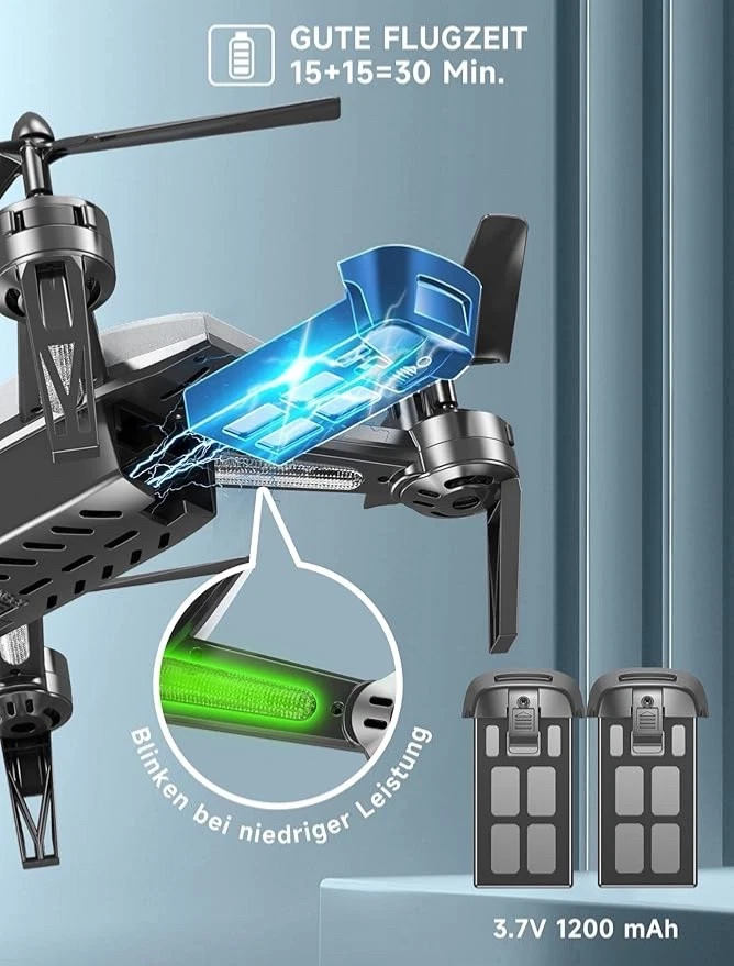 Drohne mit kamera 1080p RC Quadcopter für Anfänger WiFi FPV Drohne 2 Batterien - Bild 4 von 4