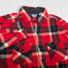 Vintage Woolrich Shirt Boys Youth Large 85 Wool Heavyweight Plaid USA Made