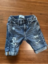 Abercrombie Kids Denim Jean Shorts Girls 7/8 Cuffed Distressed Adjustable Waist