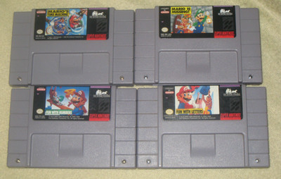 Mario 4 Pack for Super Nintendo. SNES. Missing, Time Machine, Letters, Numbers