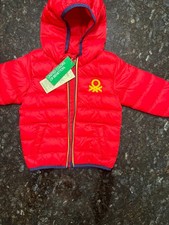 United Colors Of Benetton Winter Red Snow Jacket Puffer Hooded Size 12-18 Months