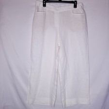 J Jill Linen Pants Medium White Wide Leg Minimalist Lagenlook