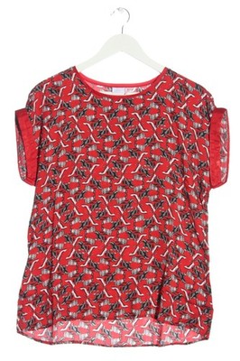 ALBA MODA Kurzarm-Bluse Damen Bluse Gr. DE 40 rot-weiß-hellgrau Casual-Look