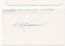 King Hussein of Jordan Signed Card / Autographed Plus Royal Transmittal Card