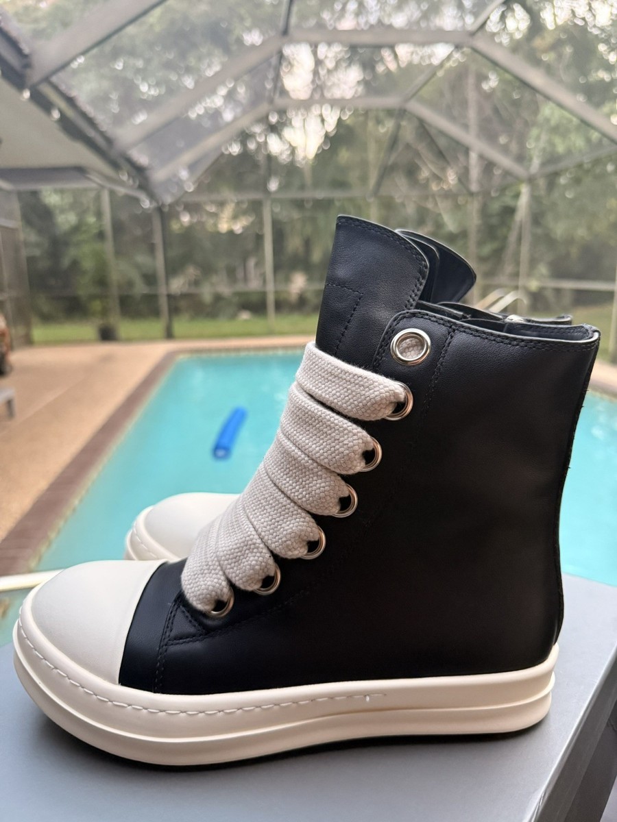 Rick Owens スニーカー Rick Owens Porterville Jumbo Laces HighTop Sneakers “BLACK CREAM